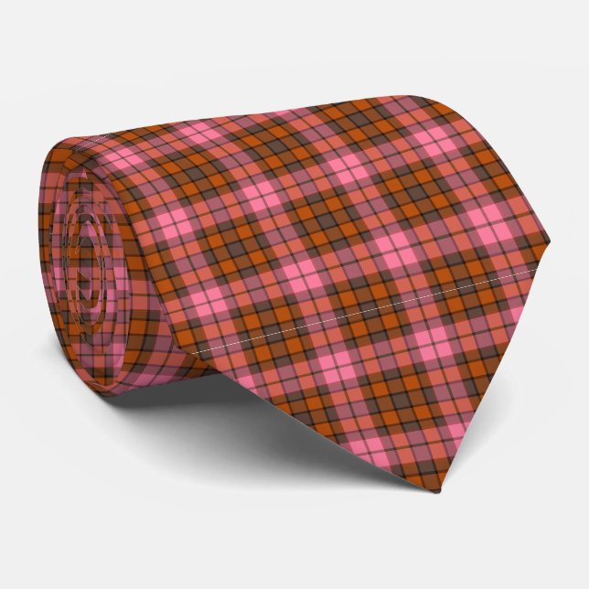 Corbata de cuello de cuadros escoceses rosa óxido  (Enrollado)