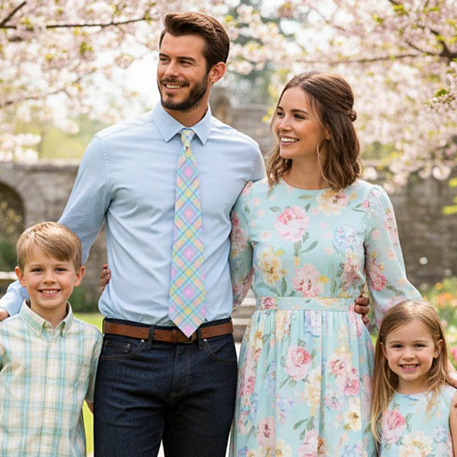 Corbata de cuello de cuadros pastel (Subido por el creador)