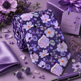 Corbata de cuello de lavanda púrpura floral