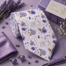 Corbata de cuello de lavanda púrpura floral