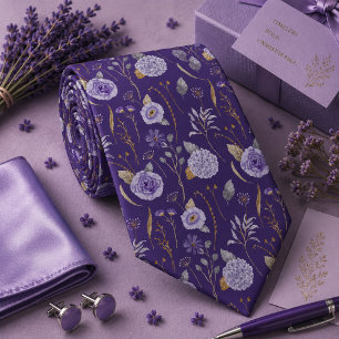 Corbata de cuello de lavanda púrpura floral