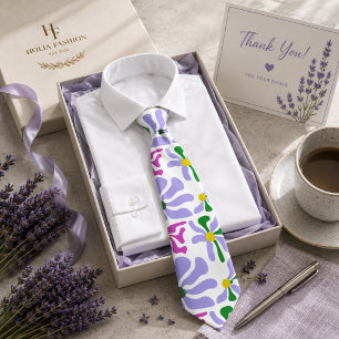 Corbata de cuello de lavanda púrpura floral