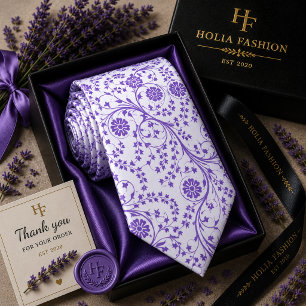 Corbata de cuello de lavanda púrpura floral