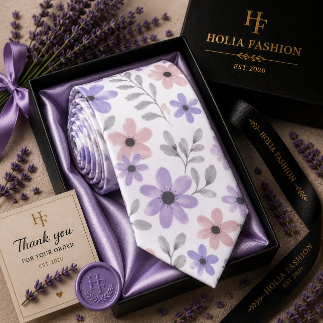 Corbata de cuello de lavanda púrpura floral (Subido por el creador)
