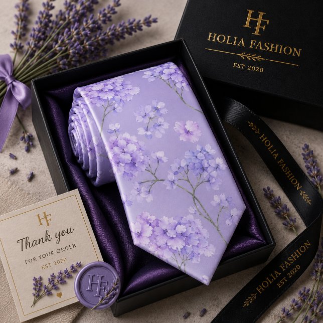 Corbata de cuello de lavanda púrpura floral (Subido por el creador)