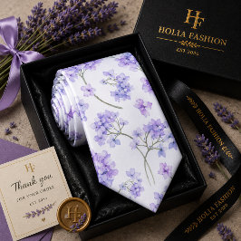 Corbata de cuello de lavanda púrpura floral