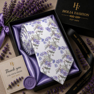 Corbata de cuello de lavanda púrpura floral