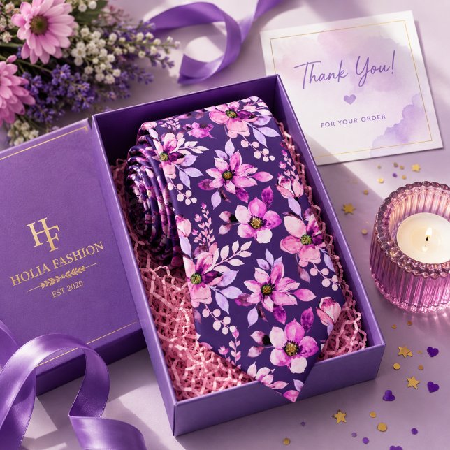 Corbata de cuello de lavanda púrpura floral (Subido por el creador)