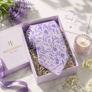 Corbata de cuello de lavanda púrpura floral