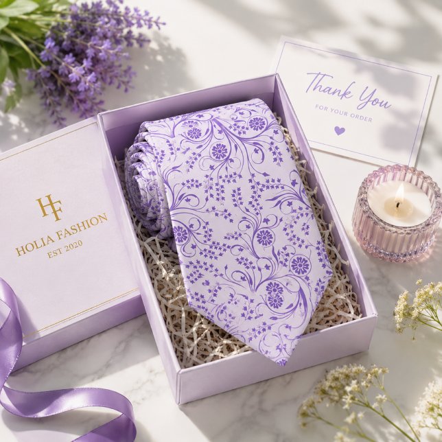 Corbata de cuello de lavanda púrpura floral (Subido por el creador)