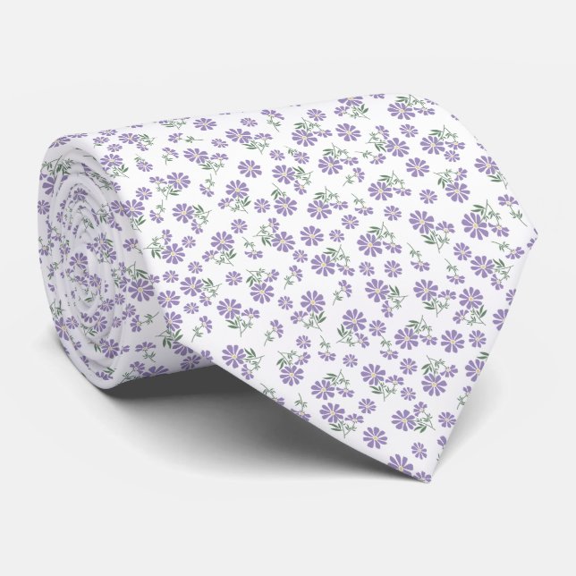 Corbata de cuello de lavanda púrpura floral (Enrollado)