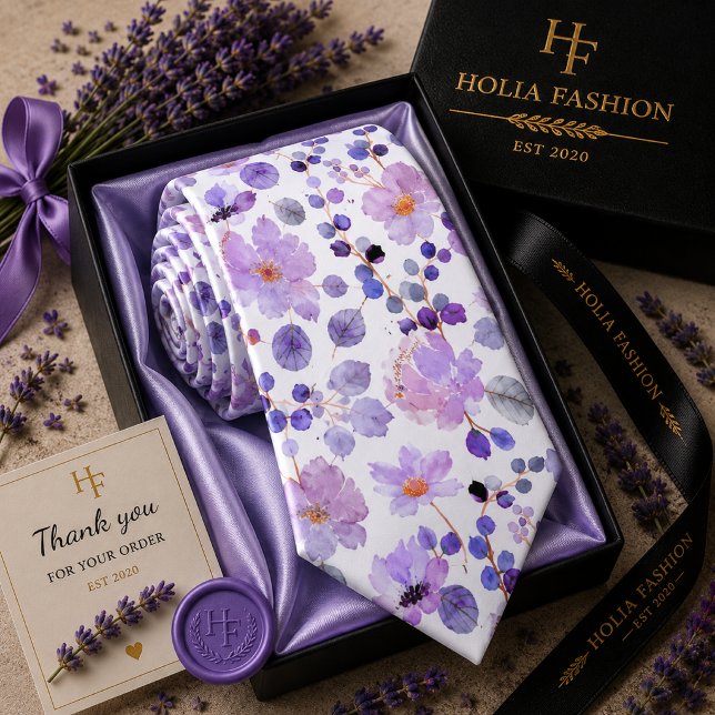Corbata de cuello de lavanda púrpura floral acuare (Subido por el creador)
