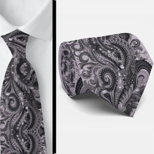 Corbata de cuello de lujo de lavanda negra con est