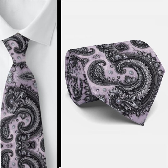 Corbata de cuello de lujo negra de lavanda con est (Subido por el creador)