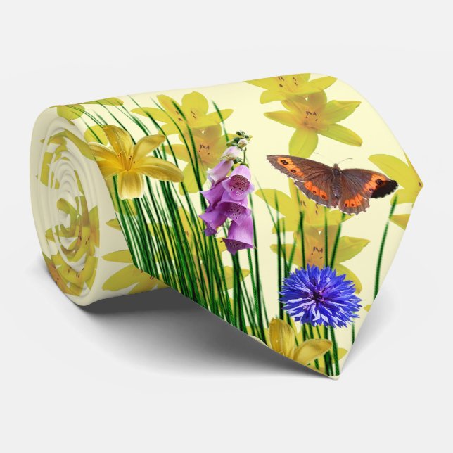 Corbata de cuello de mariposa libélula de crema fl (Enrollado)