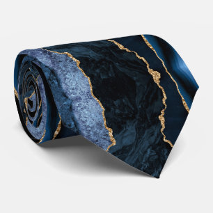 Corbata de cuello de mármol azul marino dorado