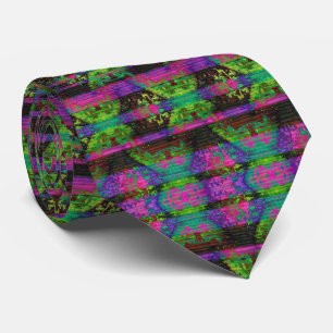 Corbata de cuello de neón verde y púrpura