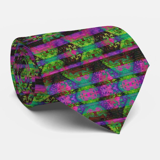 Corbata de cuello de neón verde y púrpura (Enrollado)