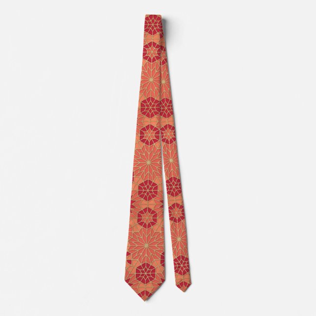 Corbata de cuello de patrón rojo y naranja (Anverso)