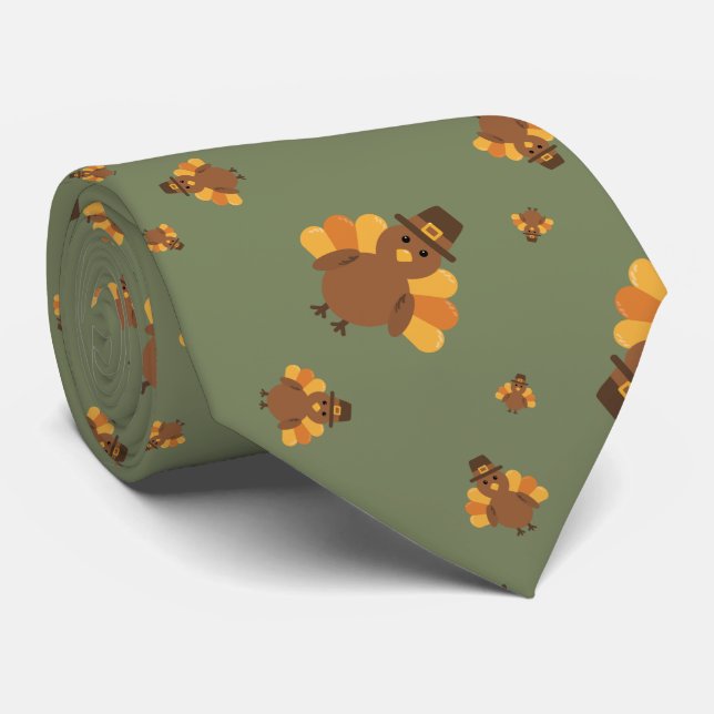 Corbata de cuello de pavo verde de otoño de Acción (Enrollado)