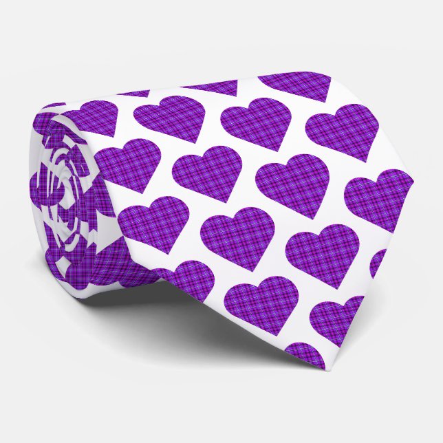Corbata de Cuello de Plaid Morado Rosa Negro en Fo (Enrollado)