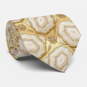 Corbata de cuello de seda de lujo falsa   Blanco +