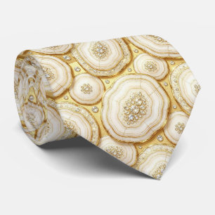 Corbata de cuello de seda de lujo falsa   Blanco +