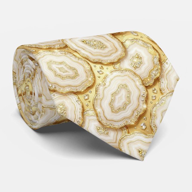 Corbata de cuello de seda de lujo falsa | Blanco + (Enrollado)