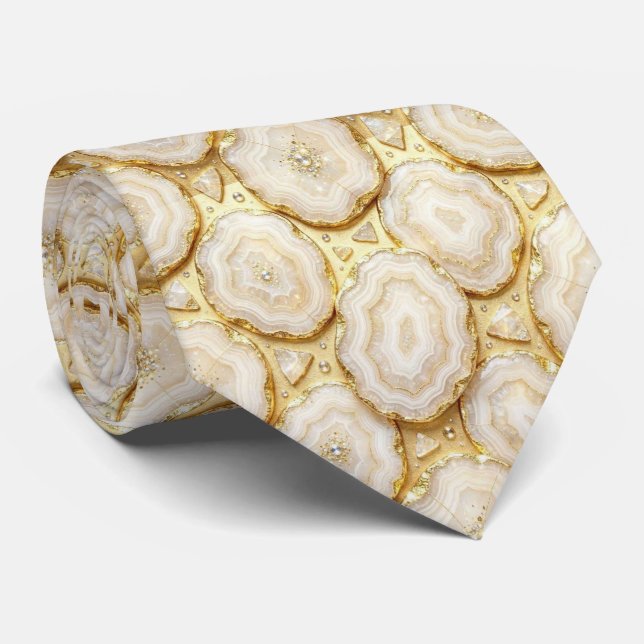 Corbata de cuello de seda de lujo falsa | Blanco + (Enrollado)