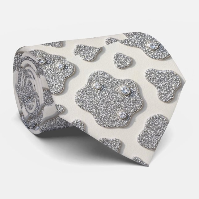 Corbata de cuello de seda falsa con brillo y estam (Enrollado)
