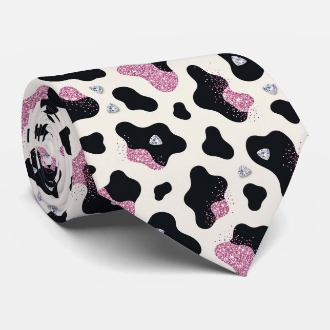 Corbata de cuello de seda falsa con brillo y estam (Enrollado)