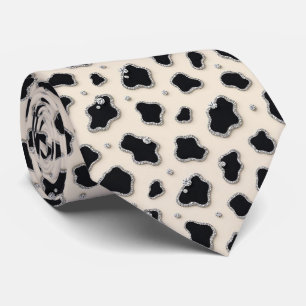 Corbata de cuello de seda falsa con brillo y estam