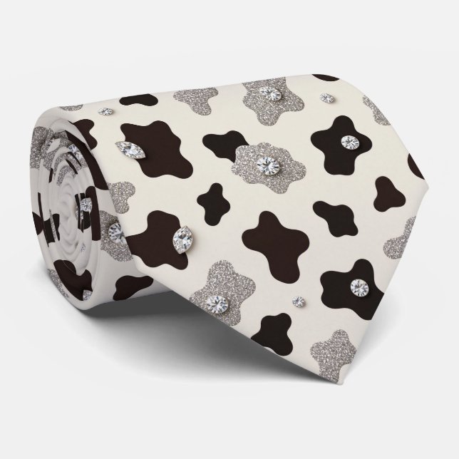 Corbata de cuello de seda falsa con brillo y estam (Enrollado)