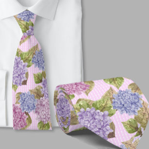 Corbata de cuello floral de acuarela Hydrangeas ro