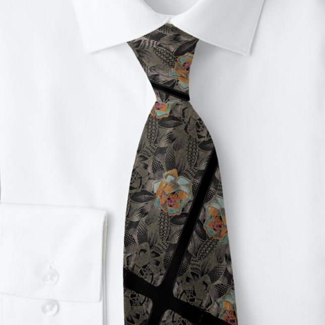 Corbata de cuello floral gris de Francia (Subido por el creador)
