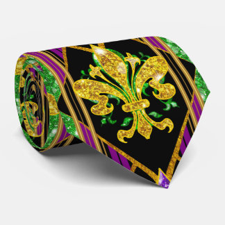 Corbata de cuello Mardi Gras con gran franja de Fl