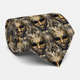 Corbata de cuello Mardi Gras Steampunk negra y dor
