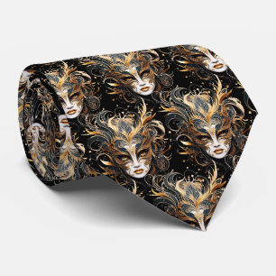 Corbata de cuello Mardi Gras Steampunk negra y dor