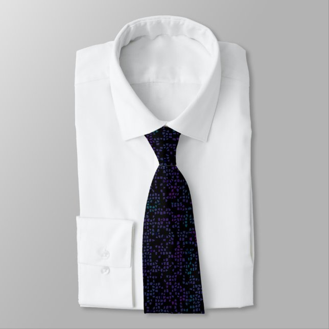 Corbata de cuello mosaico negro púrpura (Atado)