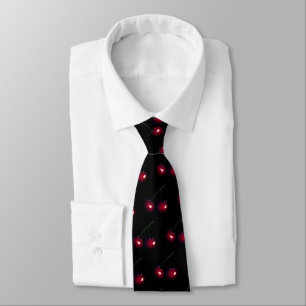 Corbata de cuello negro de cereza roja oscura - Co