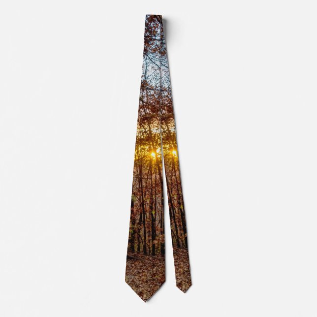 Corbata de cuello puesta de sol de bosques de otoñ (Anverso)