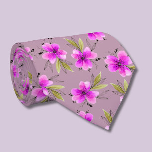 Corbata de cuello rosa lily floral acuarela rosa p