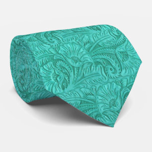 Corbata de cuero equipada turquesa occidental de