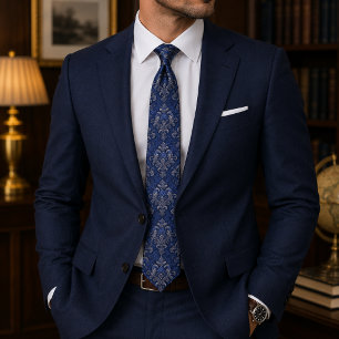 Corbata de Damasco Azul Real