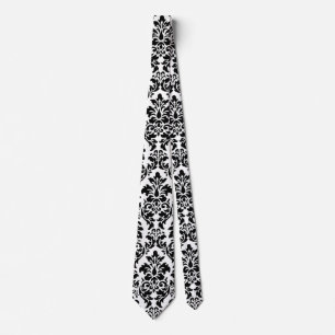 Corbata de damasco negro y blanco
