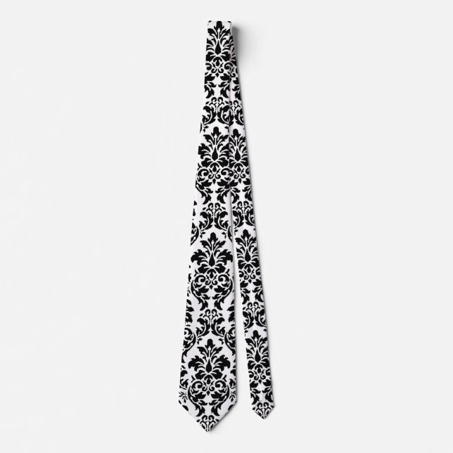 Corbata de damasco negro y blanco (Anverso)