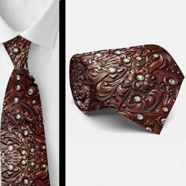 Corbata de diamante con cuero falso marrón occiden (Subido por el creador)