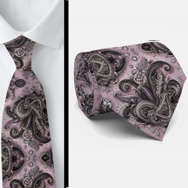 Corbata de diamante de paisley de lavanda negra de (Subido por el creador)