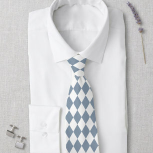 Corbata de Diamante Harlequin Azul Polvo y Blanco