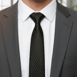 Corbata de diamantes negra y dorada elegante
